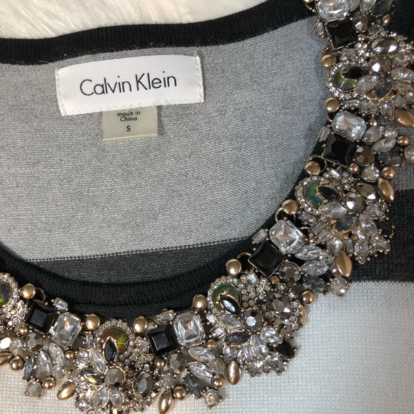 Calvin Klein Black and White Striped sweater Dress Small - Picture 7 of 8